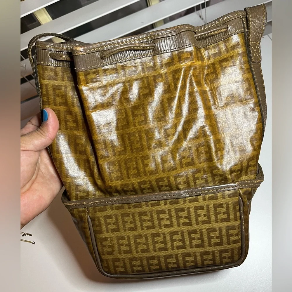 Fendi Tan and Brown Logo Crossbody Bag - Picture 3 of 13